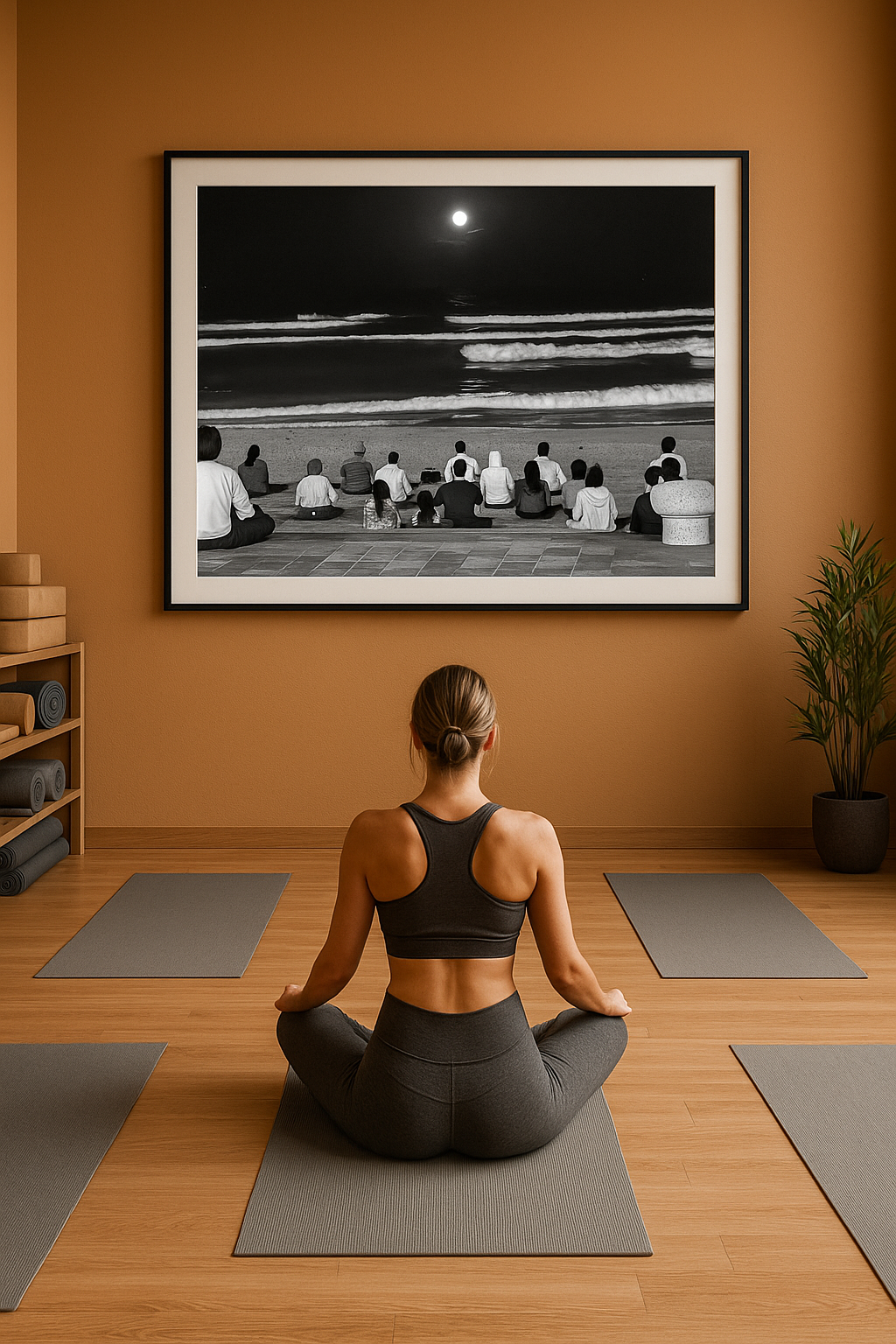 Meditation Under Moonlight | Da Nang Vietnam Beach Meditation | Printable Wall Art