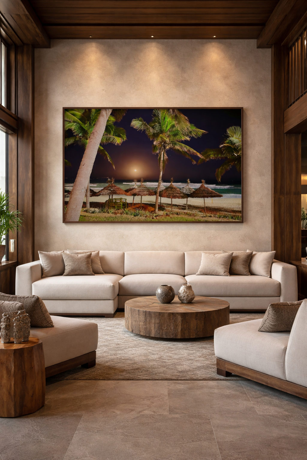 Beach Palms by Moonlight | Da Nang Vietnam Tropical Night Beach | Printable Wall Art