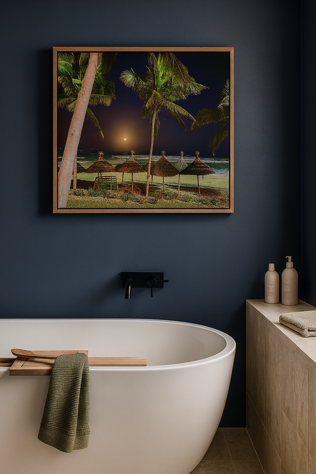Beach Palms by Moonlight | Da Nang Vietnam Tropical Night Beach | Printable Wall Art