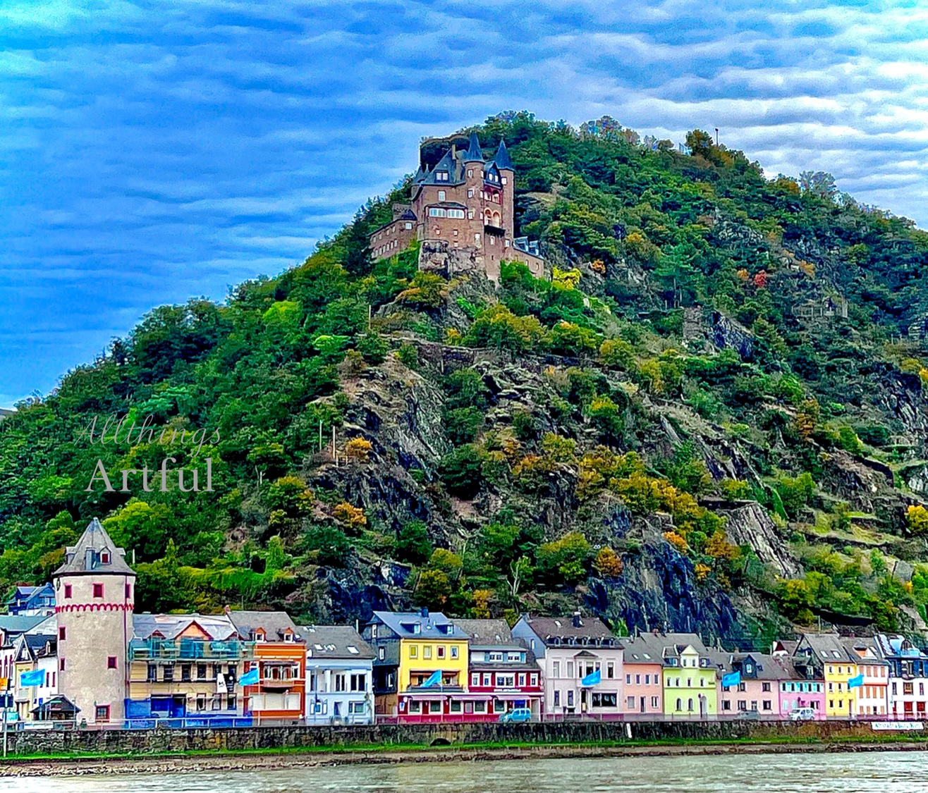 Castle Above the Village - Romance on the Rhine | Germany Burg Katz | Printable Wall Art