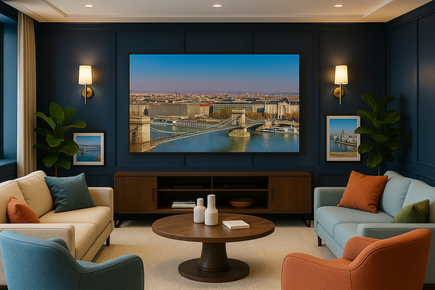 Crossing Budapest | Hungary Szechenyi Chain Bridge Danube | Printable Wall Art