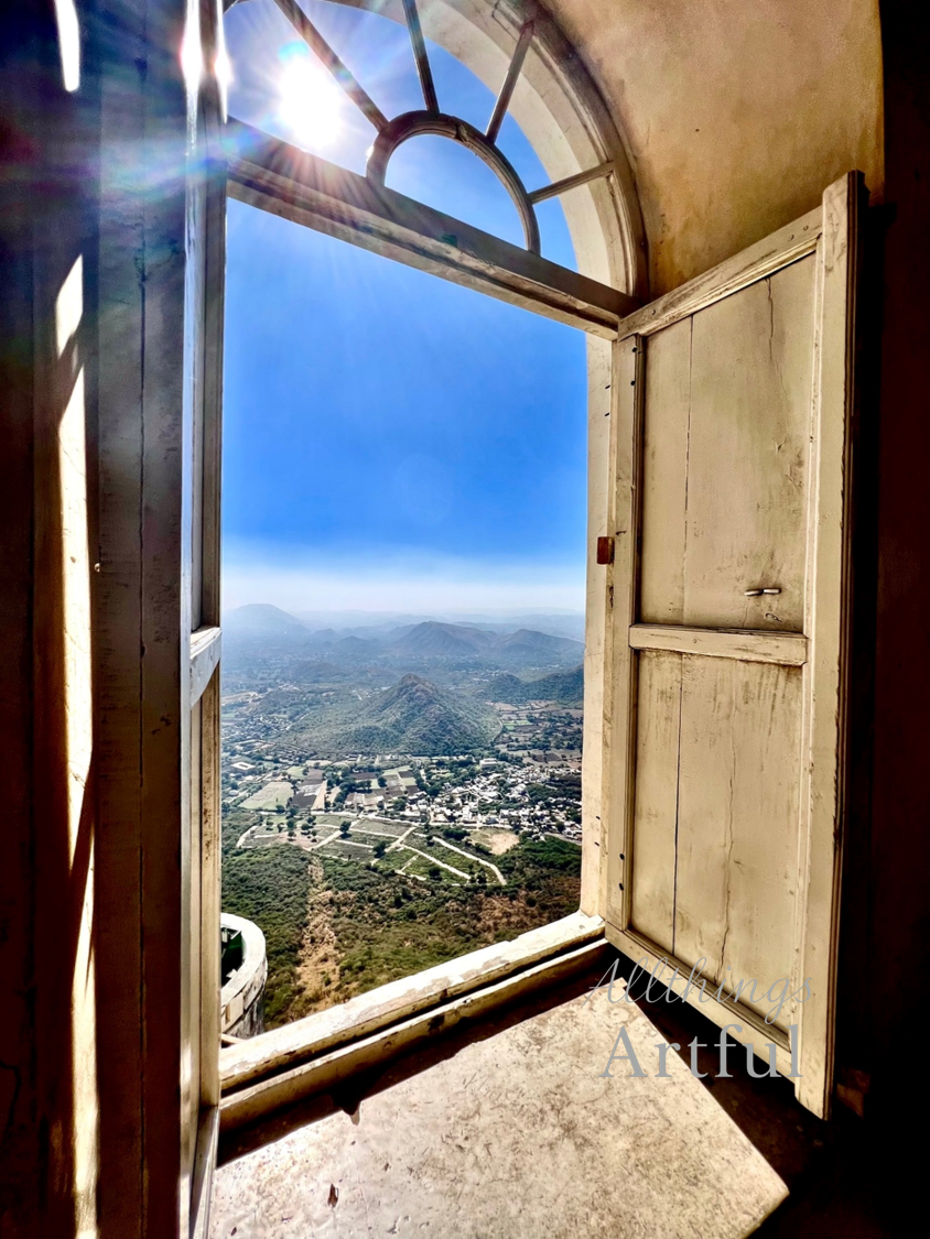 Doorway to the World | Udaipur India Mountain Vista Window View | Printable Wall Art