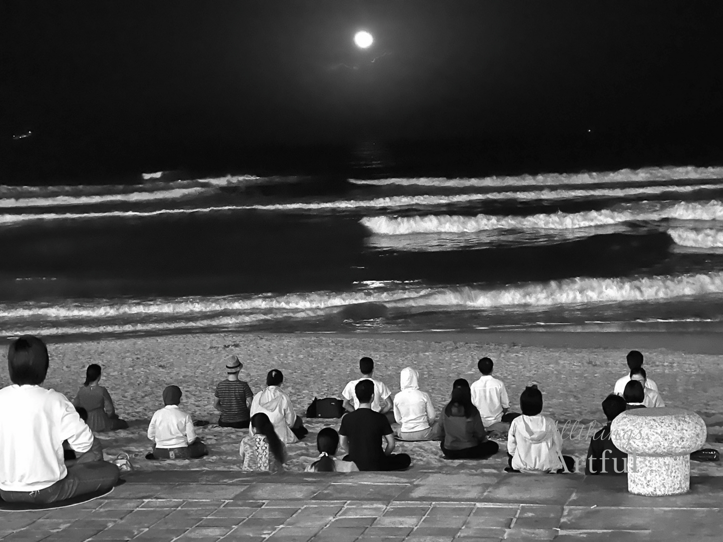 Meditation Under Moonlight | Da Nang Vietnam Beach Meditation | Printable Wall Art