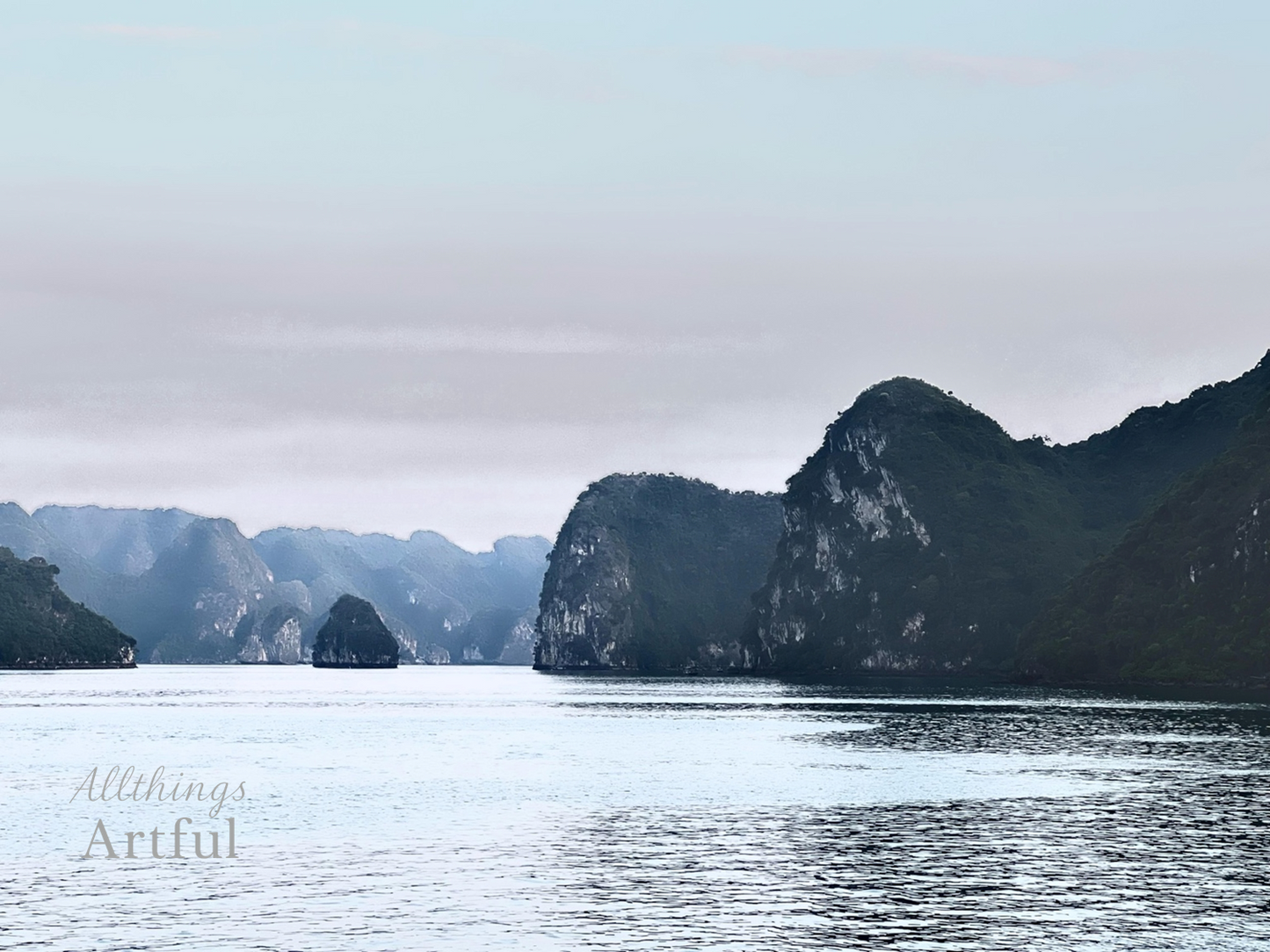 Misty Ha Long Bay Layers | Vietnam Limestone Karsts Seascape | Printable Wall Art