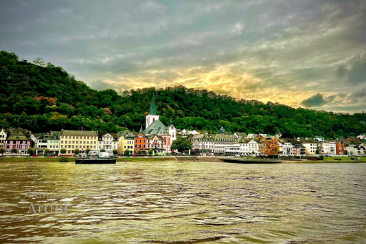 Rhine Village Glow | Sankt Goarshausen Germany River Village | Printable Wall Art