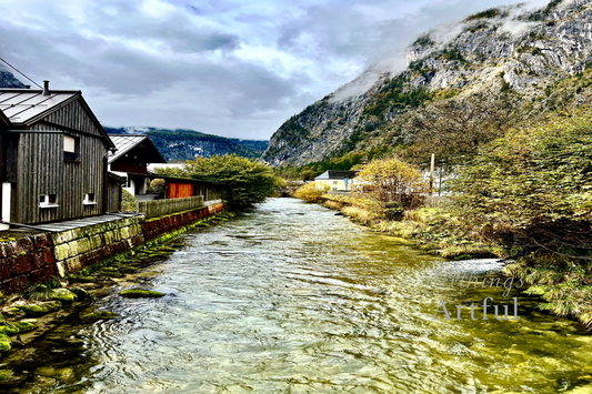 River Hamlet | Hallstatt Austria Riverside Village | Printable Wall Art