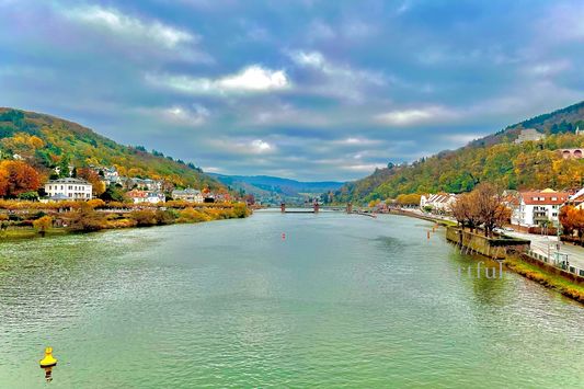 Riverbend in Autumn | Heidelberg Germany Neckar River | Printable Wall Art