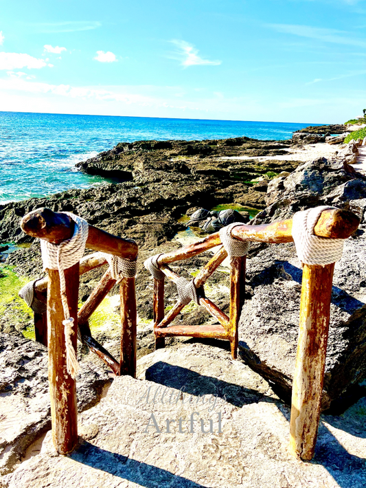 Rugged Coast Descent | Quintana Roo Mexico Rocky Ocean Shores | Printable Wall Art