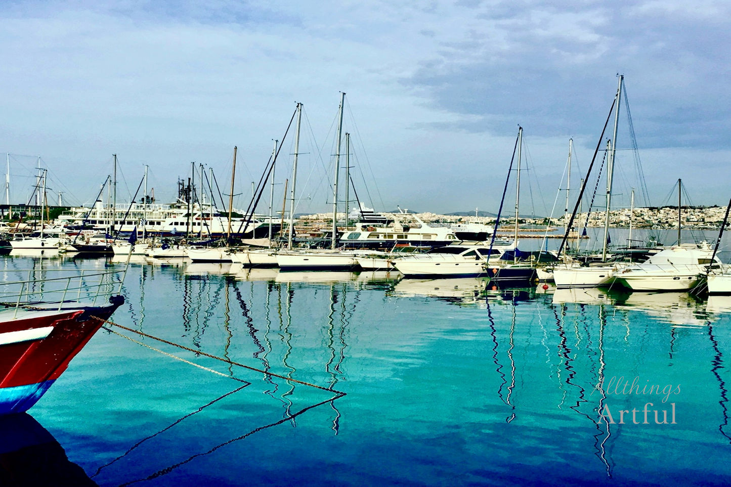 Reflections at the Marina | Athens Greece Nautical Seascape | Printable Wall Art