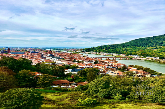 Terracotta Rooftops of Heidelberg | Germany Old Town Panorama | Printable Wall Art