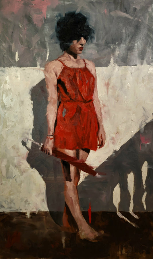The Red Dress | 56" x 34" Original oil on canvas