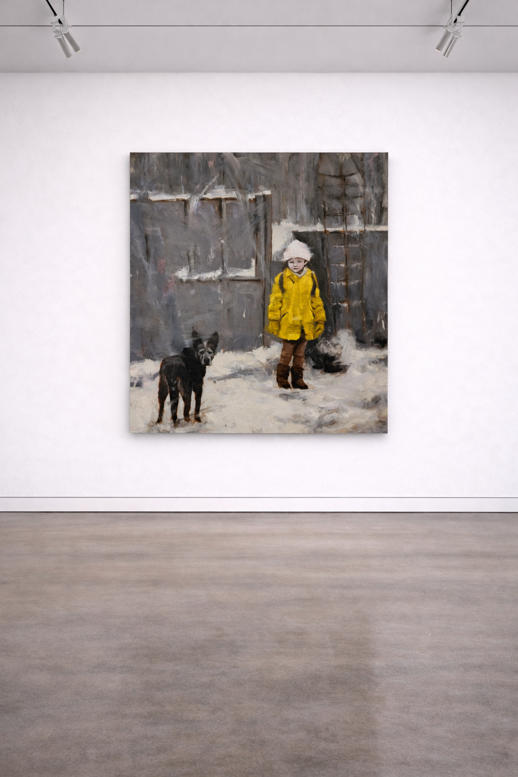 The Girl in the Yellow Coat | 46" x 46" Original oil on canvas