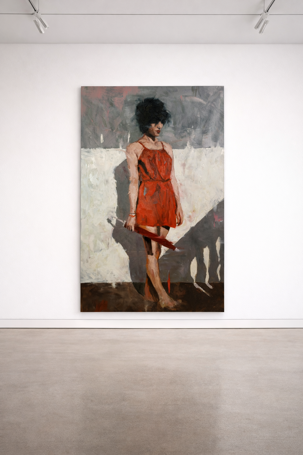 The Red Dress | 56" x 34" Original oil on canvas