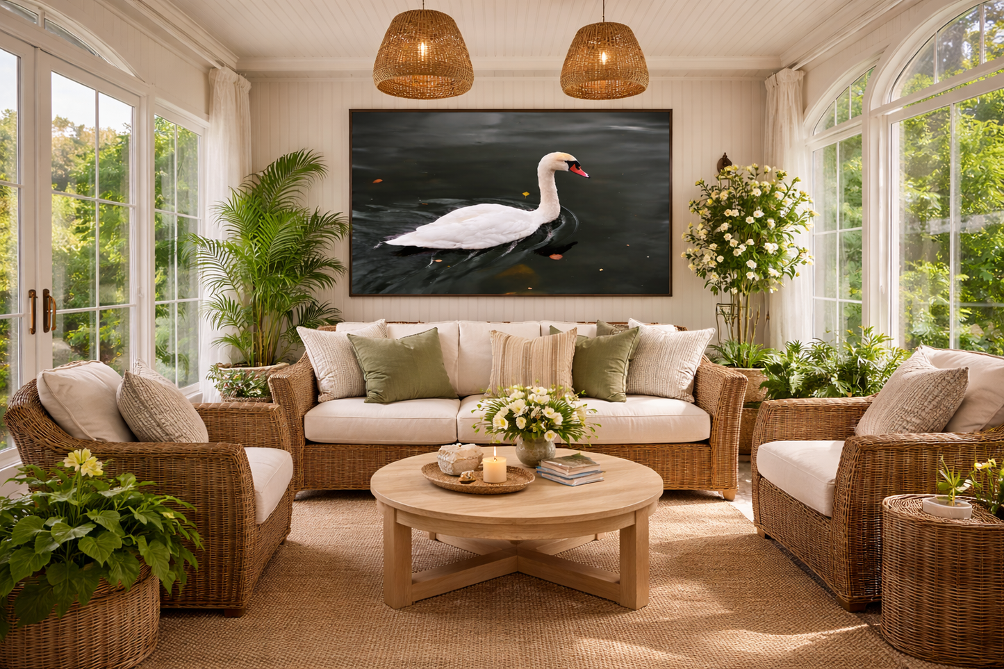 White Swan | Hallstatt Austria Alpine Lake Swan | Printable Wall Art